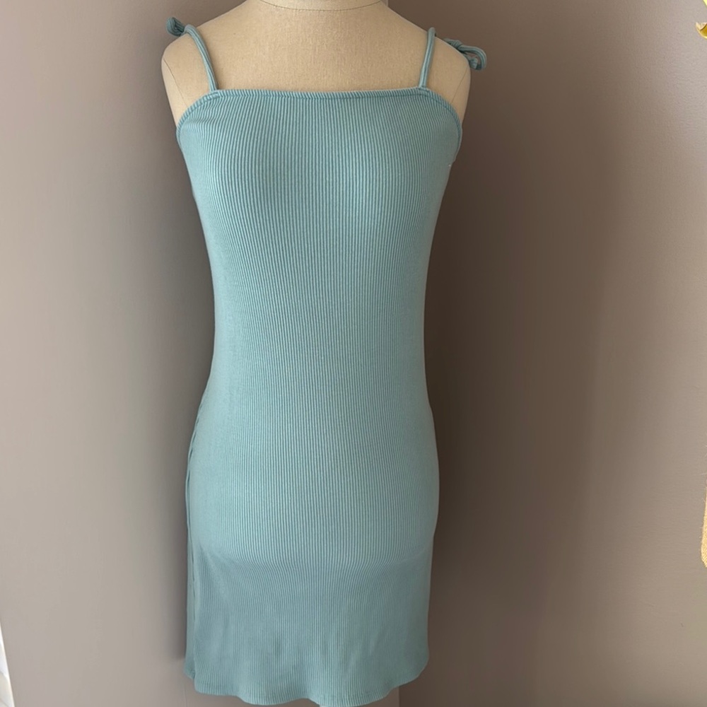 Light Blue Ribbed Knit Dress